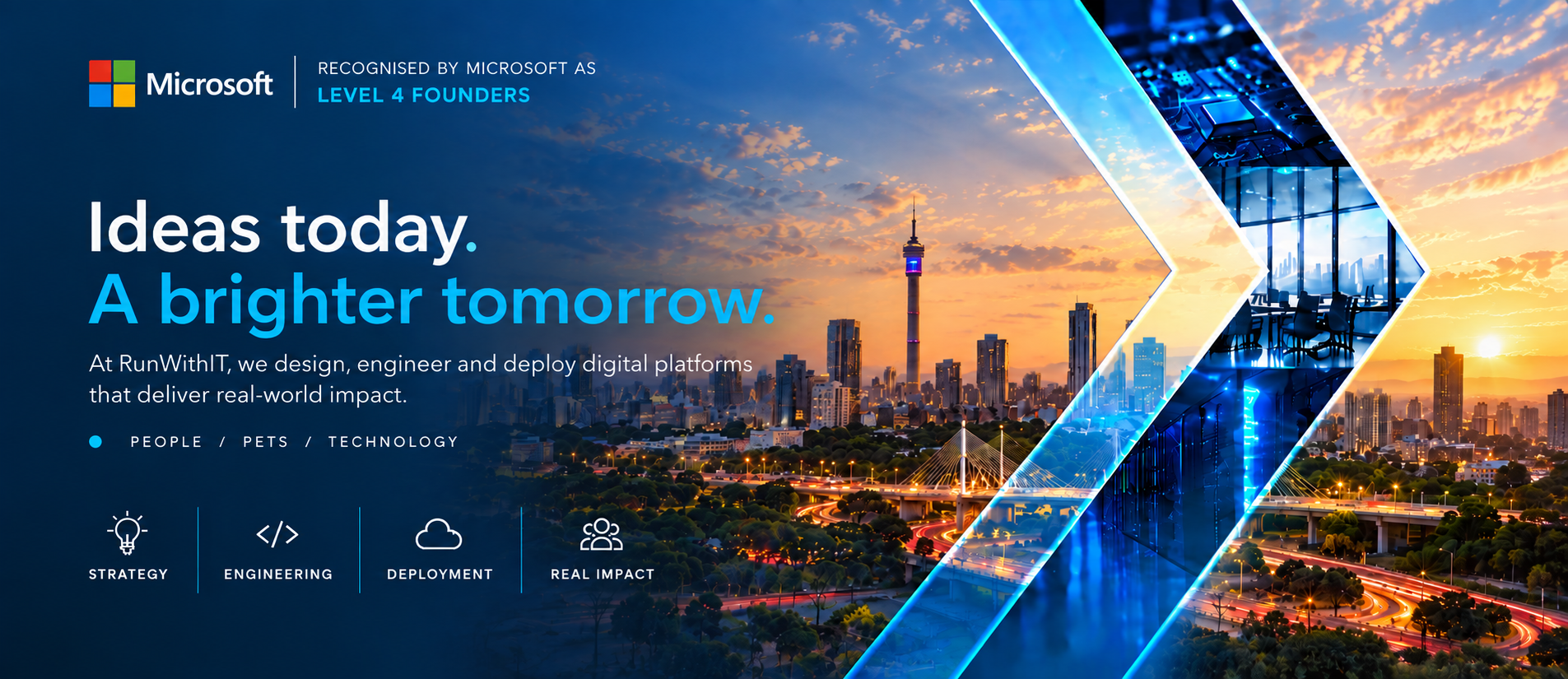 RunWithIT — Ideas today. A brighter tomorrow. At RunWithIT, we design, engineer and deploy production-ready digital platforms that deliver real-world impact.